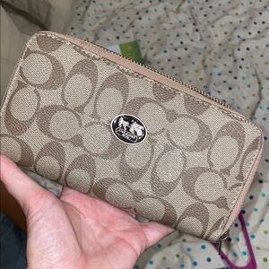 Coach Tan Signature Zip Wallet
